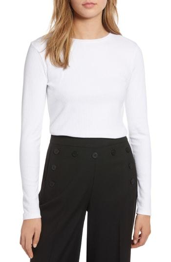 Women's 1901 Rib Crewneck Stretch Cotton Top - White