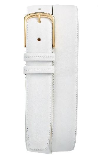 Men's Mezlan Suede Belt - White