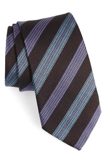 Men's Eton Stripe Silk & Cotton Tie, Size - Purple