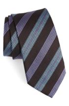Men's Eton Stripe Silk & Cotton Tie, Size - Purple