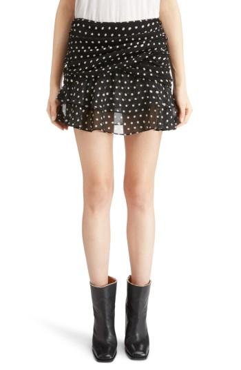 Women's Saint Laurent Lipstick Dot Ruffle Miniskirt Us / 38 Fr - Black