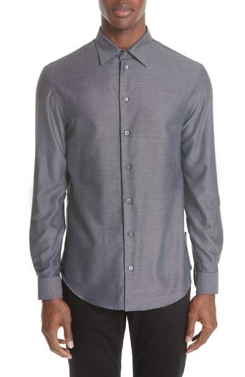 Men's Emporio Armani Regular Fit Twill Dress Shirt - Grey