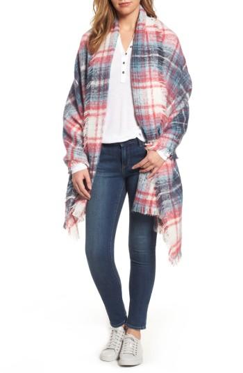 Women's Treasure & Bond Tartan Blanket Wrap, Size - Black