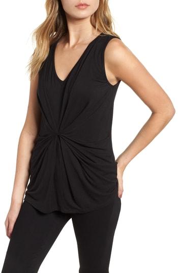 Women's Trouve Seam Drape Front Tank, Size - Black