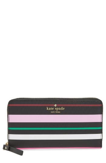 Women's Kate Spade New York Harding Street Fiesta Stripe Michele Leather Wallet - Black
