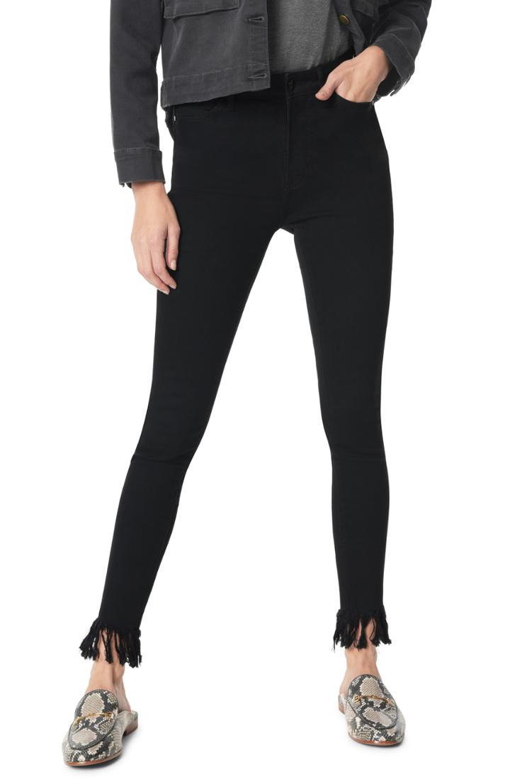Women's Sam Edelman The Stiletto High Waist Frayed Ankle Skinny Jeans - Black