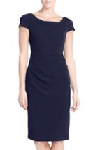 Women's Adrianna Papell Ruched Matte Stretch Crepe Sheath Dress - Blue