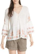 Women's Joie Kamile Embroidered Cotton Peasant Top - Ivory