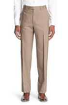 Men's Canali Flat Front Solid Stretch Cotton Trousers R Eu - Beige