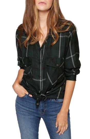 Women's Sanctuary Plaid Boyfriend Shirt - Burgundy
