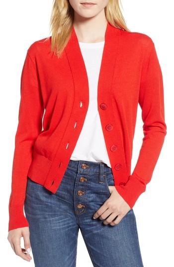 Women's J.crew Lightweight Crop Cardigan, Size - Red