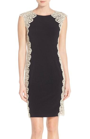 Women's Xscape Lace & Knit Sheath Dress