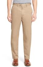 Men's Nordstrom Men's Shop Smartcare(tm) Classic Supima Cotton Flat Front Trousers X 32 - Brown (online Only)