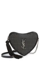 Saint Laurent Sac Coeur Studded Leather Crossbody Bag - Black