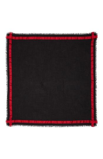 Women's Alexander Mcqueen Satin Frame Logo Jacquard Silk Shawl, Size - Black