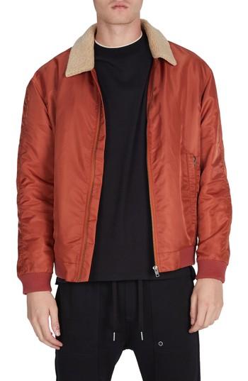 Men's Zanerobe Yeti Nylon Jacket With Faux Shearling Trim - Orange