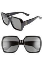 Women's Saint Laurent 58mm Square Sunglasses - Black