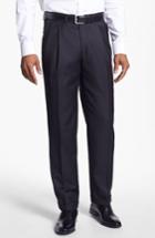 Men's Santorelli 'luxury Serge' Double Pleated Wool Trousers - Black