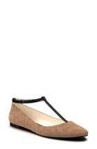 Women's Shoes Of Prey T-strap Ballet Flat A - Beige