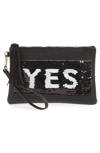 Shiraleah Indecisive Reversible Sequin Faux Leather Clutch -