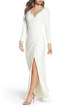 Women's Vince Camuto Embellished Side Tuck Jersey Gown - Ivory