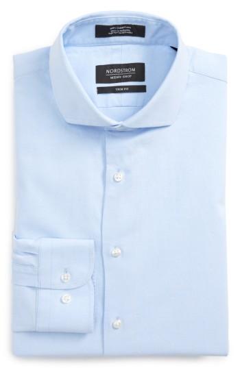 Men's Nordstrom Men's Shop Trim Fit Solid Dress Shirt - 32/33 - Blue