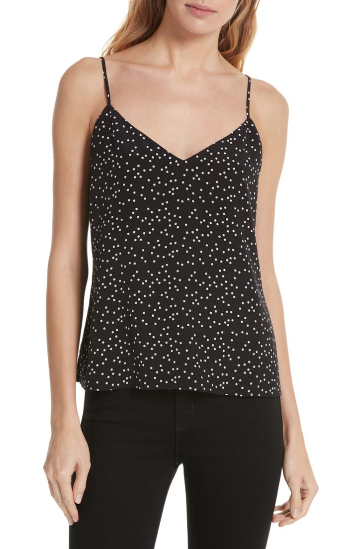 Women's L'agence Jane Polka Dot Silk Camisole - Black