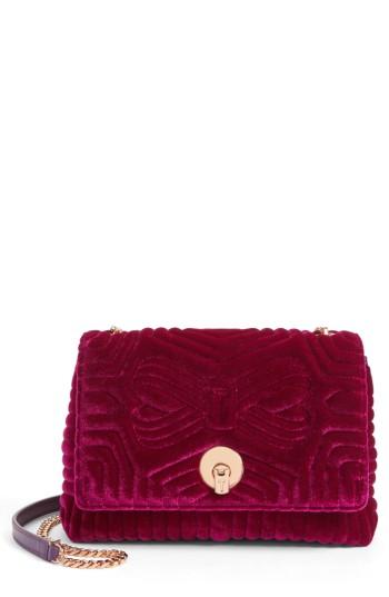 Ted Baker London Quilted Velvet Crossbody Bag - Purple