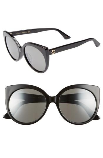Women's Gucci 57mm Cat Eye Sunglasses - Black