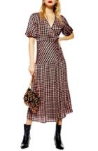 Women's Topshop Dixie Check Midi Wrap Dress Us (fits Like 0) - Pink