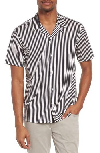 Men's Devereux Playa Stripe Oversize Camp Shirt, Size - Blue
