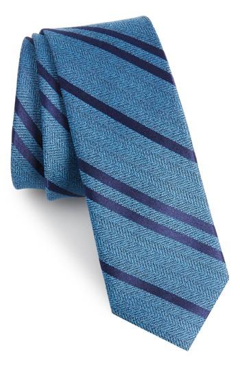 Men's The Tie Bar Path Stripe Wool & Silk Tie, Size - Blue