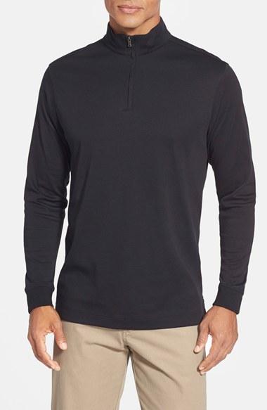 Men's Cutter & Buck 'belfair' Quarter Zip Pima Cotton Pullover - Black (online Only)