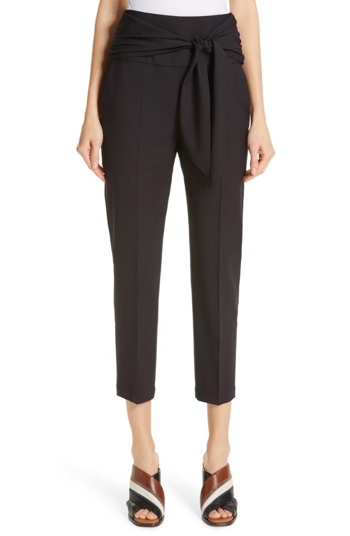Women's Brunello Cucinelli Tie Waist Crop Cigarette Pants Us / 38 It - Black