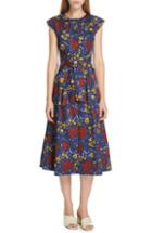Women's Sea Willow Belted Floral Print Midi Dress - Blue