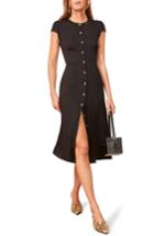 Women's Reformation Fauna Front Button Midi Dress - Black