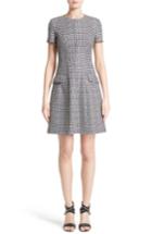 Women's Michael Kors Houndstooth Wool Jacquard A-line Dress - Black