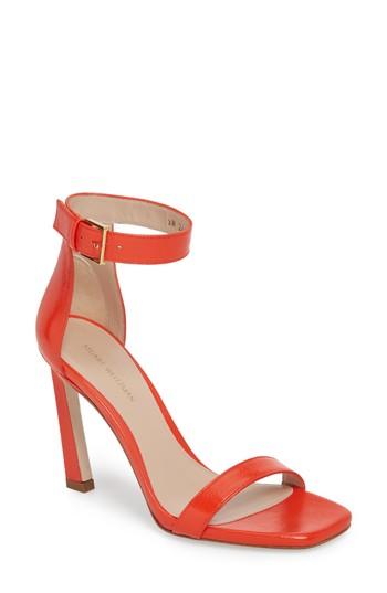 Women's Stuart Weitzman Square Nudist Ankle Strap Sandal M - Red