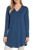 Women's Eileen Fisher Lightweight Merino Jersey V-neck Tunic - Blue