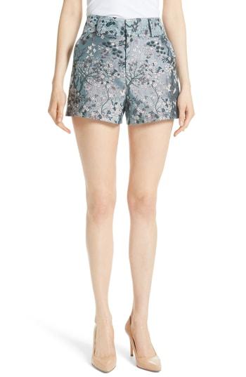 Women's Alice + Olivia Cady High Waist Floral Shorts - Blue