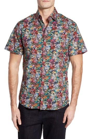 Men's Stone Rose Slim Fit Floral Print Sport Shirt