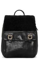 Vince Camuto Delos Dome Leather & Genuine Shearling Backpack - Black