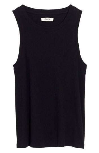 Women's Madewell Circuit Ribbed Tank, Size - Black