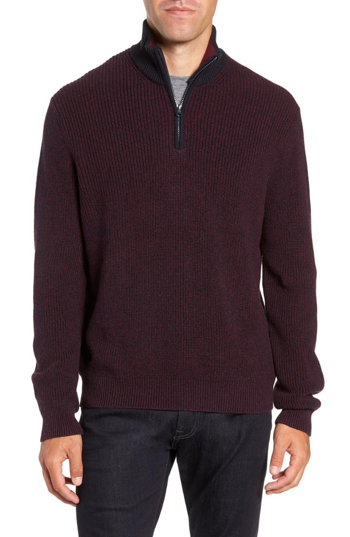 Men's Zachary Prell Fillmore Quarter Zip Sweater - Coral