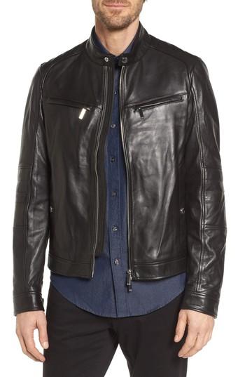 Men's Boss Nyvano Mercedes Leather Jacket R - Black