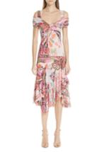 Women's Fuzzi Paisley Tulle Midi Dress - White
