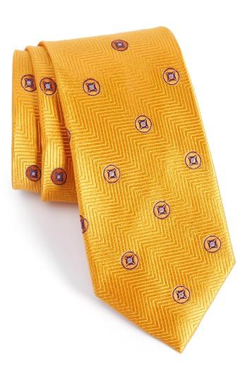 Men's Nordstrom Men's Shop Honeymoon Medallion Silk Tie, Size - Yellow