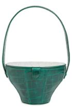 Staud Alice Croc Embossed Leather Bucket Bag - Green