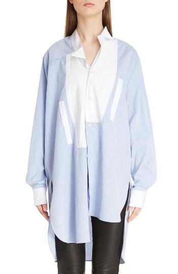 Women's Loewe Asymmetrical Patchwork Cotton Top Us / 34 Fr - Blue