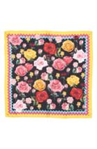 Women's Dolce & Gabbana Rose Print Silk Scarf, Size - Black